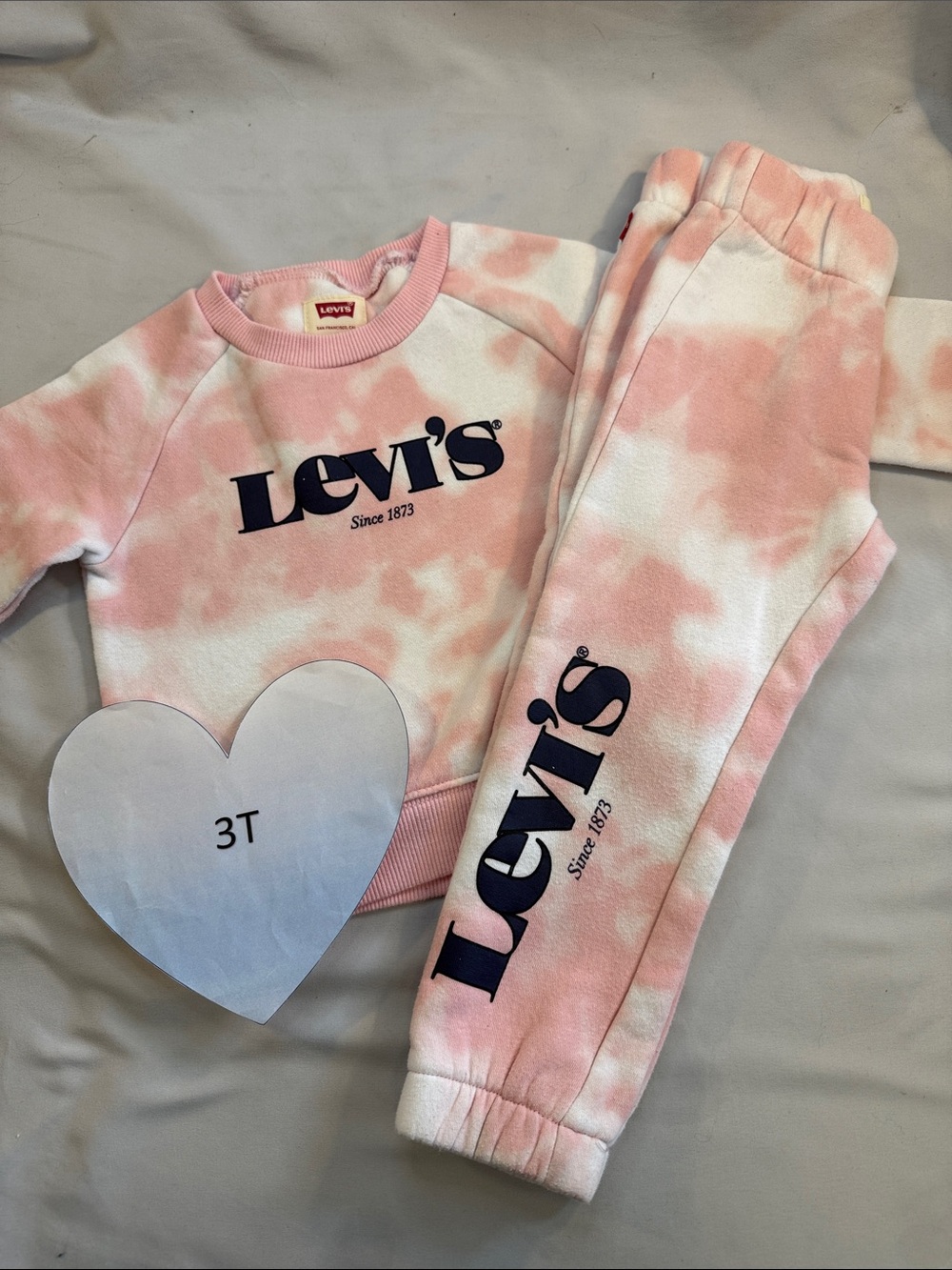 Levi's Pink & White Tie-Dye Sweatshirt and Joggers Set